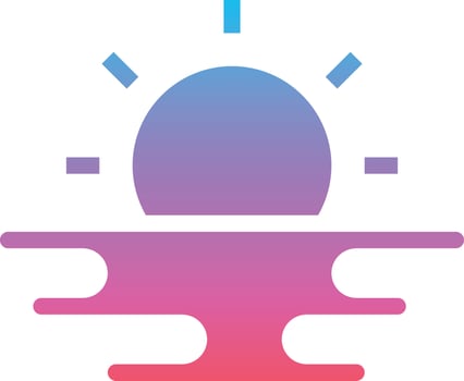 sea nature weather landscape sun sunset dusk - gradient solid icon vector