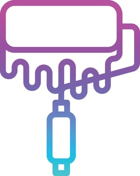 paint roller construction - gradient icon vector