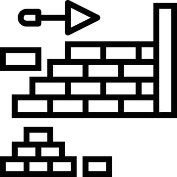 brick wall build construction - outline icon vector
