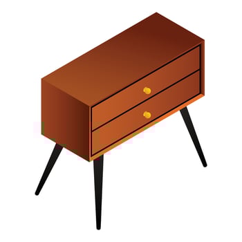 Vintage night stand icon, isometric style vector