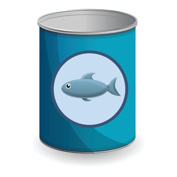 Canned fish icon, cartoon style vector