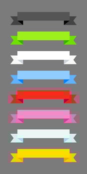 Set of colorful ribbons in flat style design isolated on background. vector