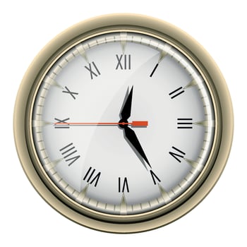 Realistic classic gold-plated watch with Roman numerals vector