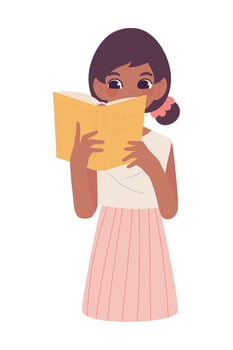 cute girl reading book vector