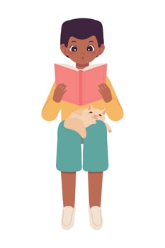 surprised boy read a book vector