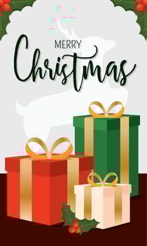 Merry christmas invitational card with presents Vector illustration