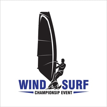 Wind surfing vector illustration logo design, perfect for team and championship event logo