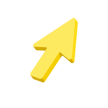 Yellow arrow pointer, mouse cursor. 3d illustration icon. png