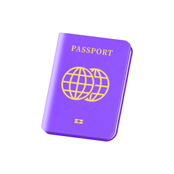 3D purple passport icon. Identification Document. 3d render illustration. png