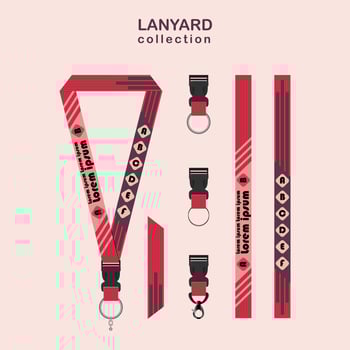 Magenta Line Lanyard Template Set vector