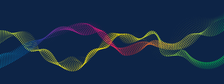 Abstract digital wave of particles flow vector