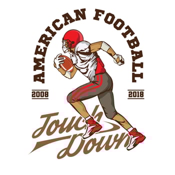 American Football player vector illustration, perfect for t shirt design and tournament competition event logo design