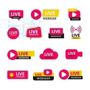 Generic Live Webinar Icons Set vector