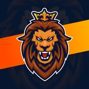 lion king head mascot character esport logo with crown for sport and game vector