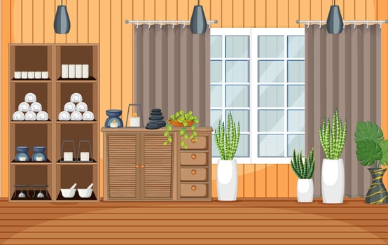 Interior spa room scene vector