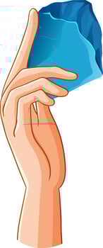 Hand holding blue healing crystal vector