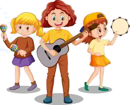 Kids music band cartoon character vector