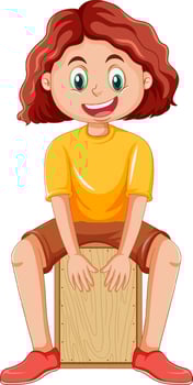 Girl playing cajon drum vector