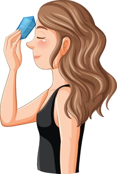Side view of a young woman with healing crystal vector