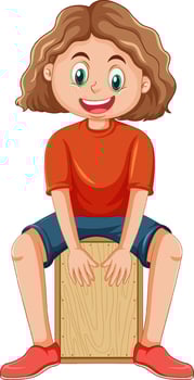 Girl playing cajon drum vector