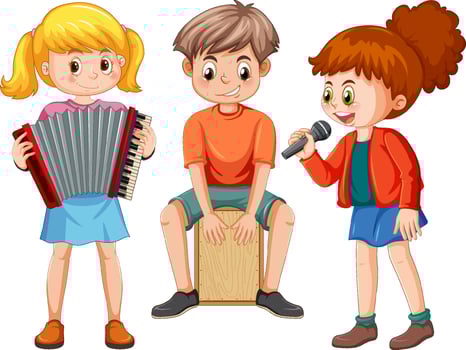 Kids music band cartoon vector