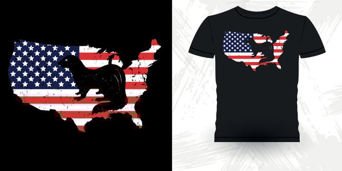 American Flag Funny Ferret Owner Retro Vintage Ferret Father's Day T-Shirt Design vector