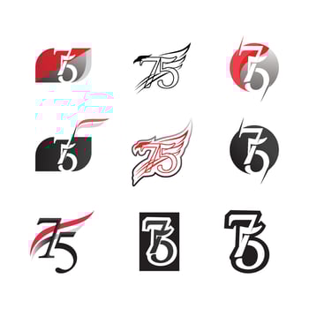 number 75 icon set logo design vector