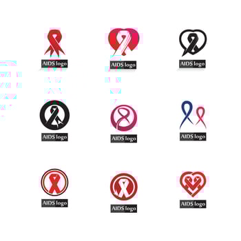 HIV AIDS icon set logo design vector