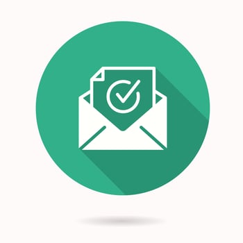 Verification icon with long shadow for graphic and web design. vector