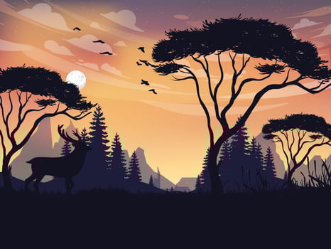 natural landscape mountain vector art sun set