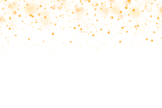 Gold glittering stars dust and bokeh background. Abstract christmas glow light texture. png