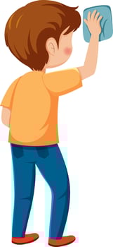 Cartoon character of kid cleaning vector