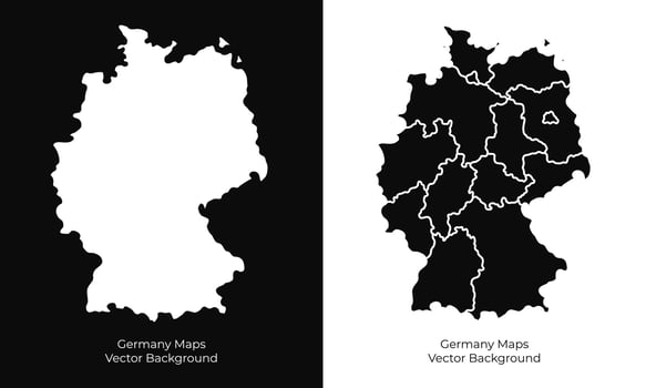 Collection of silhouette German maps design vector. Silhouette German maps vector