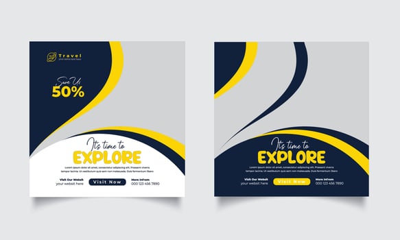 Travel Social Media Design Template vector
