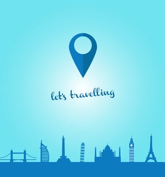 Lets travelling with blue color vector