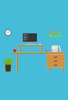 standup workers standing desk vector