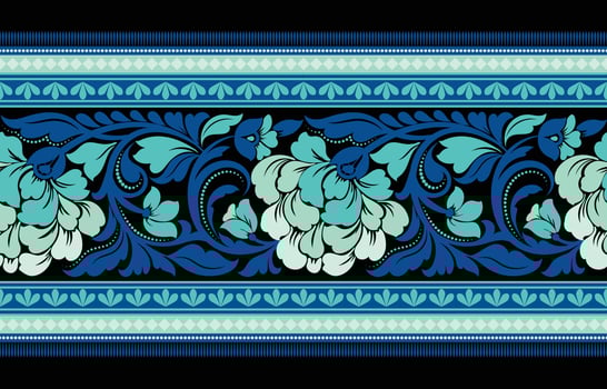 Ethnic floral ikat seamless pattern. floral bohemian, Indian elements. vector