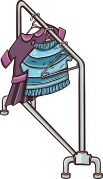 hanger, rail with clothes on hangers symbol illustration sketch vector