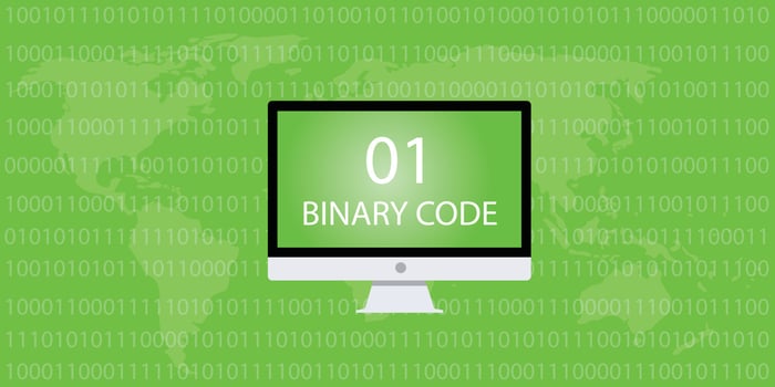 binary code computer desktop and 01 10 number vector