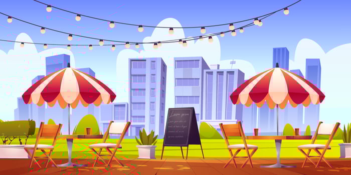 Summer cafe at outdoor terrace, city coffeehouse vector