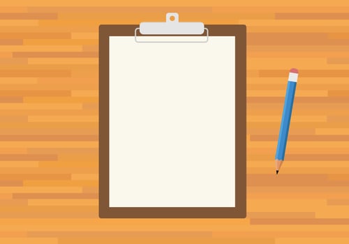 clipboard with a pencil or pen and wood background vector