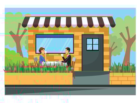 flat illustration of roadside coffee shop. Suitable for Diagrams, Infographics, And Other Graphic assets vector