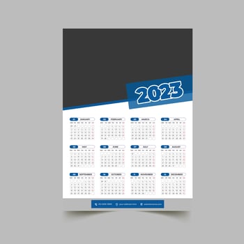 2023 wall calendar design template vector