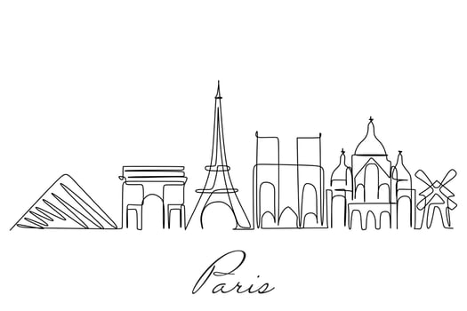 One line drawing of Paris city skyline. Simple modern minimalistic style vector. vector