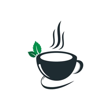 Herbal green tea cup logo, herbal drink logo,green leaf with mug logo, green leaf with tea cup logo concept.nature drink , health drink logo. vector
