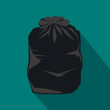 Black trash bag icon, flat style vector