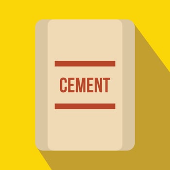 One bag of cement icon, flat style vector