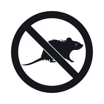 No rats sign icon, simple style vector