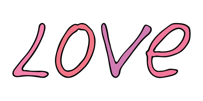Hand drawn vector colorful lettering. Cute holiday doodle. Love clipart