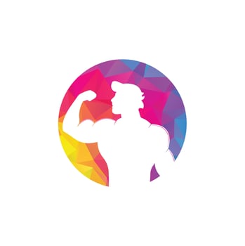 Fitness club, gym vector logo template. Fitness or Gym club emblem with posing athletic man.